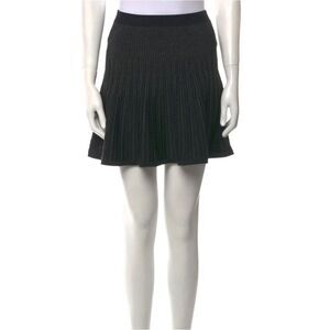 A.L.C. Black and Silver Ribbed Knit Skirt Medium